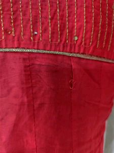 Peach &amp; Gold Embroidered Salwar Kameez