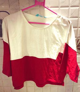 White And Red Crop Top