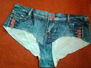 2 piece Denim ice silk Print Panties