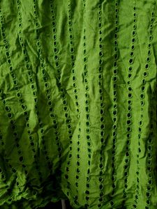 Green Rayon Kurti With Beautiful Neck Design L