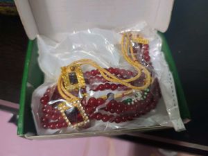Red Beaded Choker &amp; Earring Set
