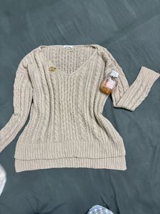 Beige Cable Knit Sweater