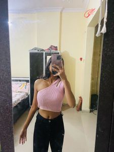 Pink One Shoulder Top