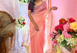 Elegant Velvet &amp; Tissue Saree