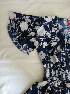 Brand New Floral Mini Dress Dark Blue with Slit