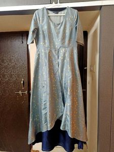 Indya Grey Foil Layered High Low DoubleLayer Tunic