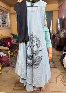 Grey Maxi Dress With Bead Embroidery&amp; FREE Legging