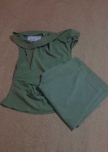 Off-Shoulder With Straight Leg Trousers