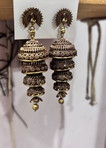 Goldplated 5 step long jhumka women earrings