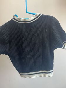 Striped Trim Knit Top