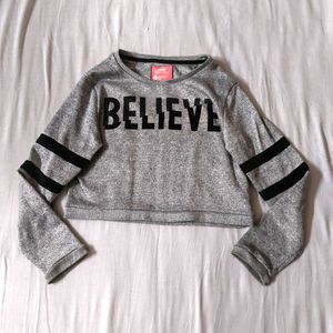 Spunk Believe Cropped Long Sleeve Crop Top