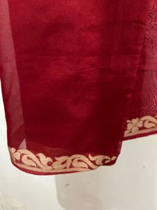 Red Saree with Paisley Border