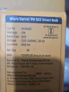 Wipro Garnet 9W WiFi Smart LED Bulb with Music Syn
