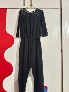 Eavan Black Lace Jumpsuit From Myntra