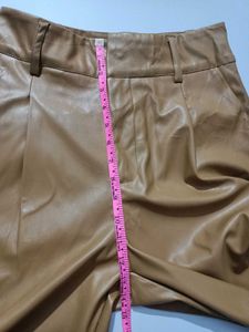 Stylish Tan Faux Leather Pants Size 30