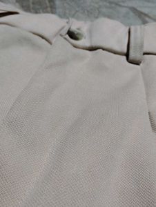 Beige Wide Leg Trousers High Waist