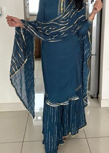 Sequinned kurta with sharara and dupatta