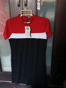 Color Block T-Shirt Dress - L Size