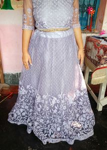 Full stiched Lavender Ethnic Gown at 850/-