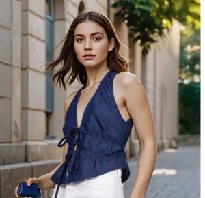 Stylish Denim Halter Top