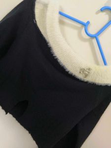 Black &amp; White Cropped Sweater