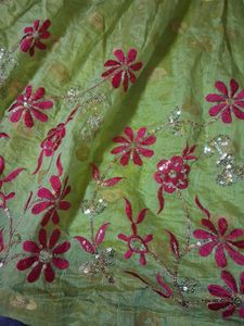 Girls Pink and Green Embroidered Frock