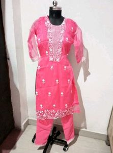 Pink Embroidered Kurta Set