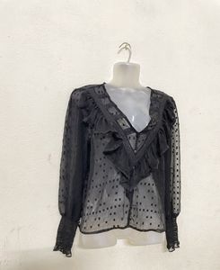 ONLY Y2k Vintage Mesh Black Top