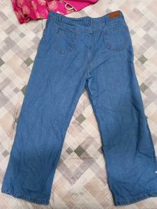Heart Print Wide Leg Jeans