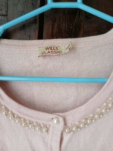 Pink Pearl Embellished Cardigan