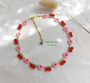 Cherry Blossom Beaded Necklace