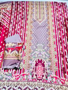 Floral Print Unstitched Suit