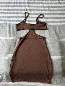Brown Cutout Mini Dress