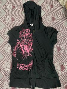 y2k half sleeve jacket with hood