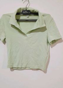 Cute Light Green Polo Top