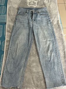 Olive Green Cargo Pants+Wide Leg Blue Denim Pant