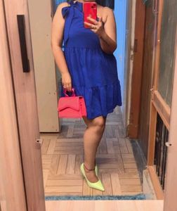 Blue Babydoll Mini Dress