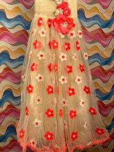 Floral Tulle Full Lenth Gown
