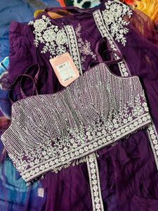 Purple Crop Top 3 Peace Dhoti Set