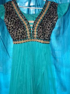 Teal & Gold Embellished Dress