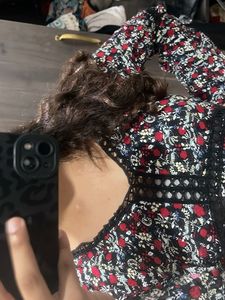 Floral Print Long Sleeve Dress/TOP