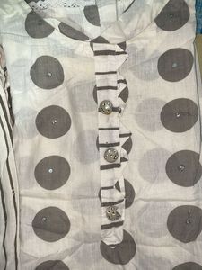 White &amp; Gray Salwar Kameez Set