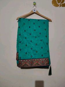 Green Embroidered Saree