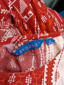 A Line Red Printed Kurta Women&#39;s