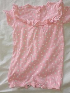 Cute Baby Girl Romper – Pink with Stars &amp; Hearts