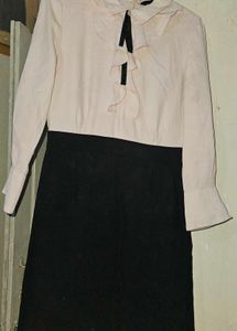 Elegant Black and Beige Dress