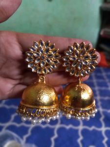 Gold Jhumka Earrings