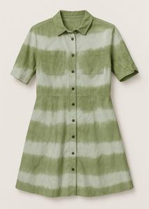 Green Tie-Dye Shirt Dress