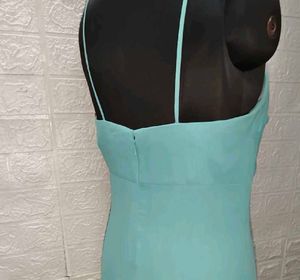 Elegant Aqua Maxi Dress + Freebie 2 Earings Set