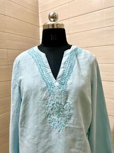 Imported Handwork Embroidered Light Blue Top